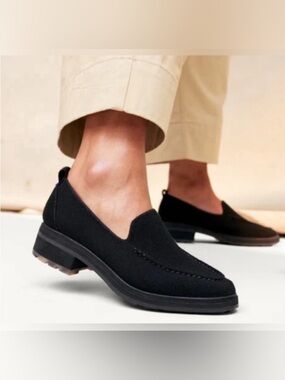 New ROTHY’S The Lug Loafer Black Woven Wool Loafers Size Womens 8 Chunky